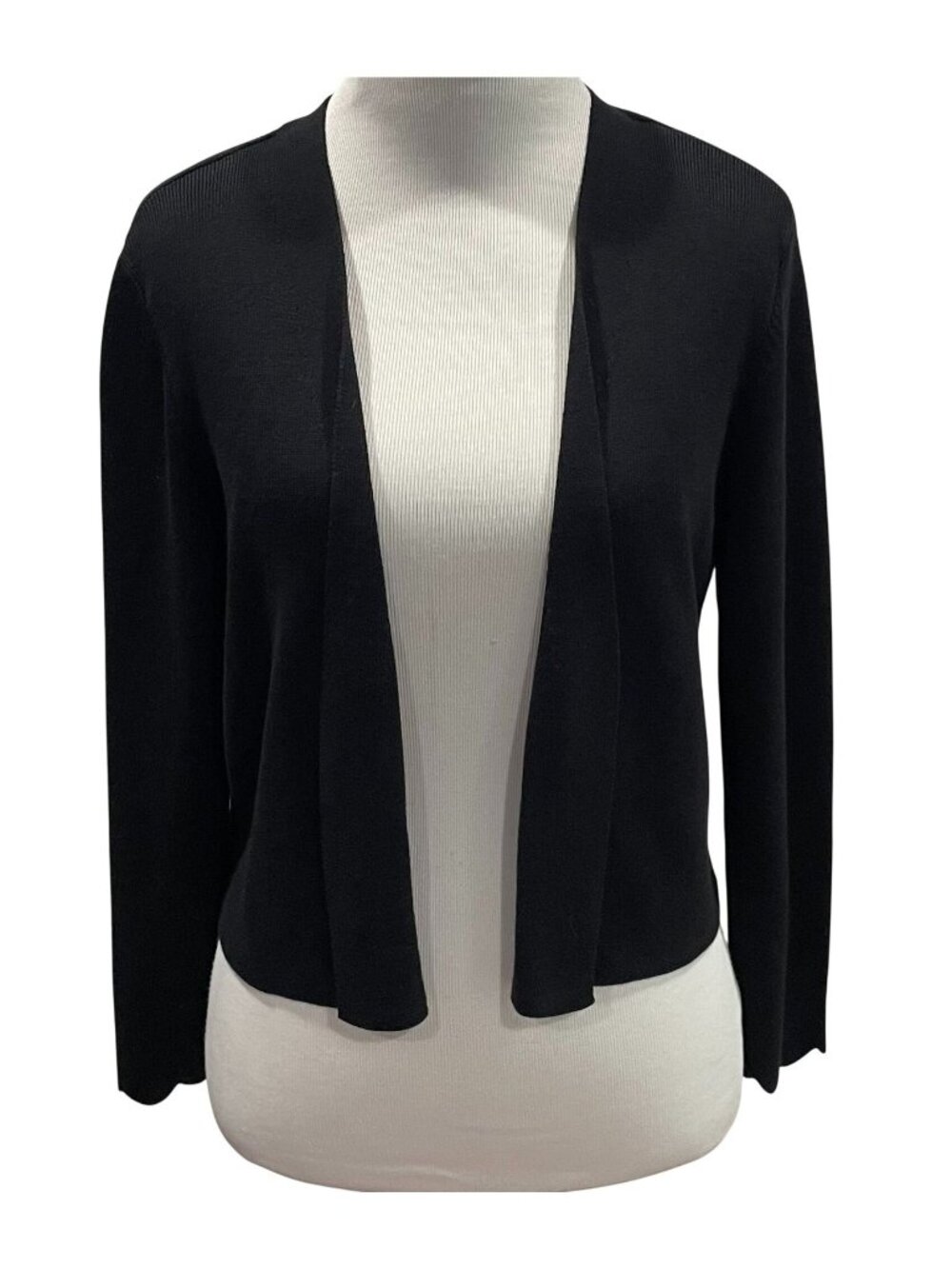 Talbots Whimsygoth Cotton Blend Cardigan Sweater L Black Layers Scallop Capsule